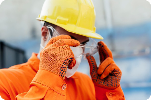 Free photo worker in uniform with hard hat and protective glasses